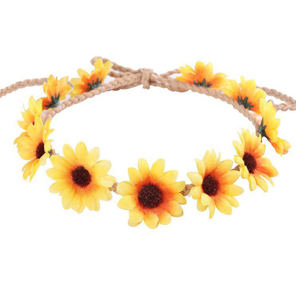Daisy Wreath Fall-inspired Floral Crown Sunflower Crown Boho Headband For Outdoor Events Bride Accessories Flower Headdress