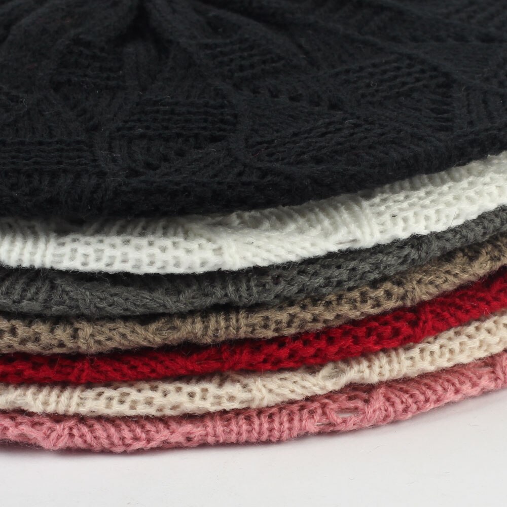 Women's Berets Autumn Knitted Acrylic Beret Hat for Female Womans French Artist Red Berets boinas para mujer GS113C