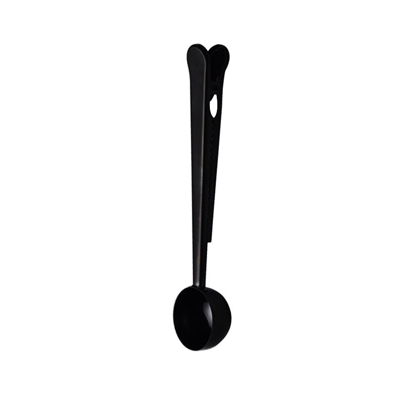 2-in-1 Coffee Scoop, Stainless Steel Long Handled Tea Spoon with Bag Clip: Black