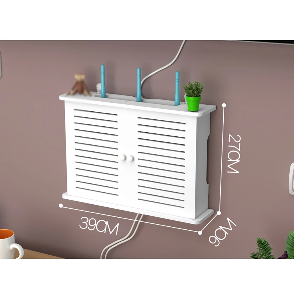 kabellos Wifi Router Lagerung Kasten Wohnzimmer Steckdose Wifi Dekoration Zauberstab-montiert TV einstellen-oben-Kasten Gestell Kabel Energie Organizer: Grün