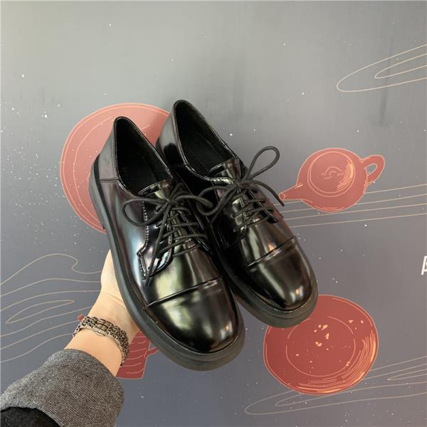 Zapatos de plataforma informales para mujer, zapatillas Oxford de estilo británico, de tacón bajo, nuevas de cuero: 36