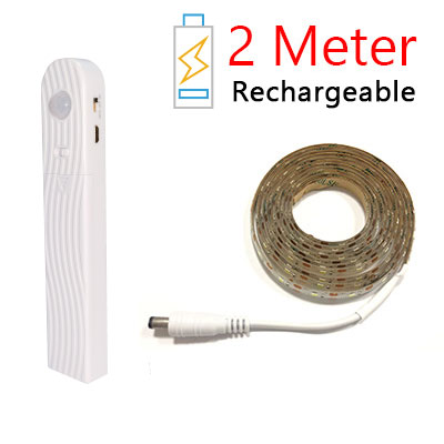 3M 2M 1M LED Clever Treppen Licht Unter Bett Licht PIR Sensor Detektor Kontrolle Intelligente Zauberstab Lampe schrank Schrank Küche Licht: 2M - wiederaufladbar / kalt Weiß