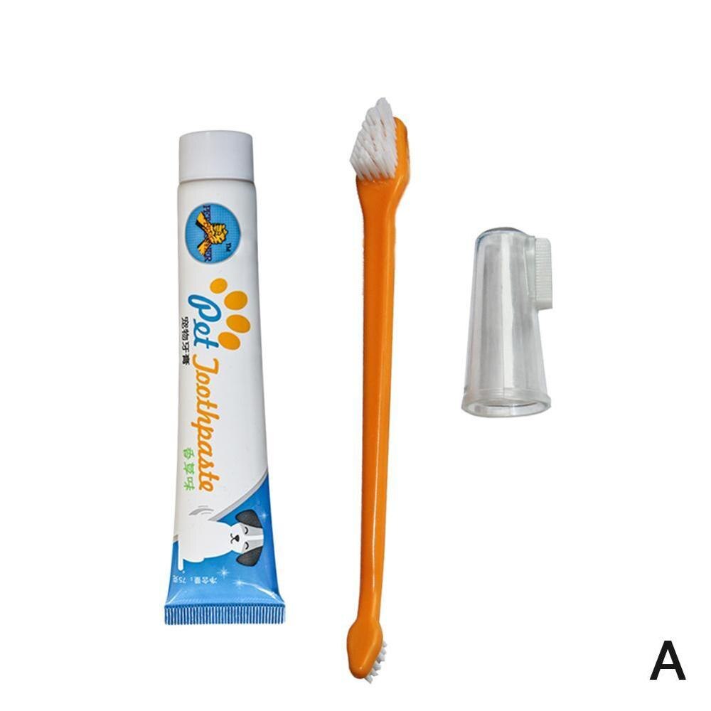 Dentifrice comestible pour chien et chat, accessoire de nettoyage et goût vanille de bœuf et animaux domestiques, 2 accessoires et dents, V4Q2: A