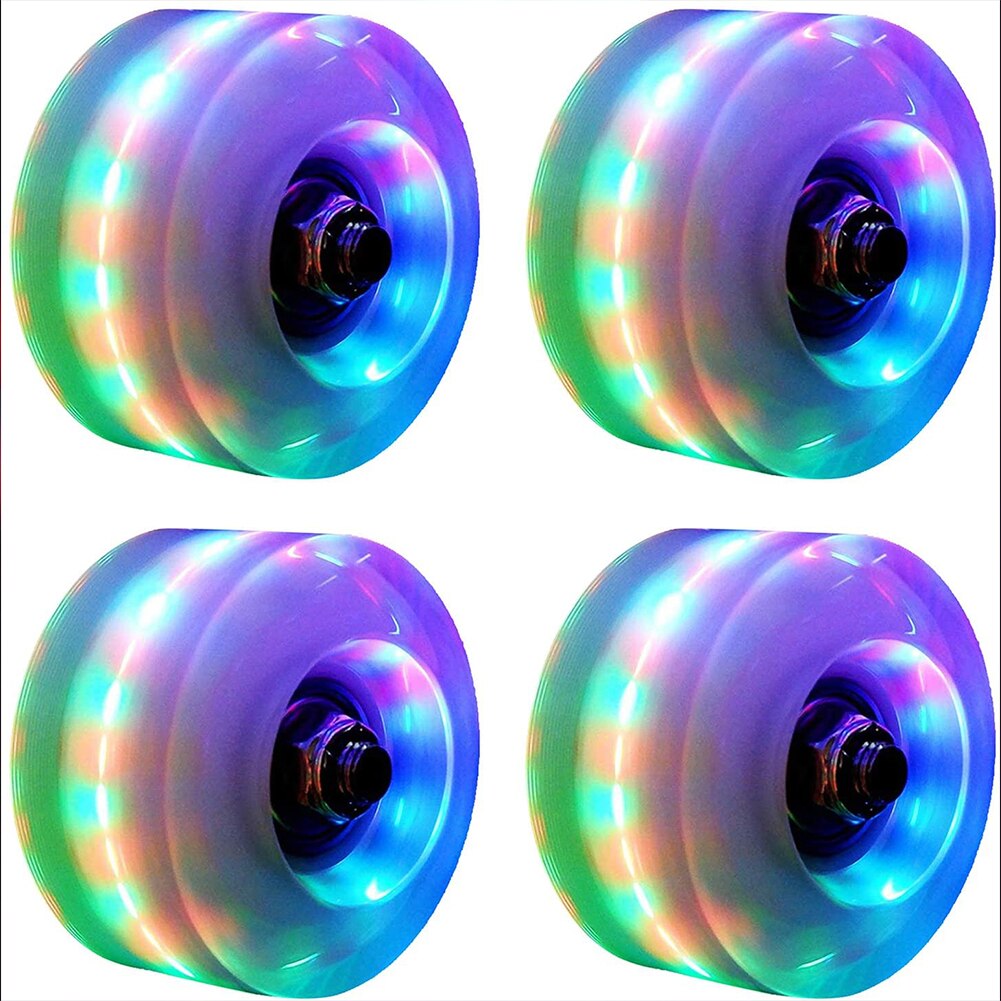 4pcs LED Roller Skate Wheels Light Colorful Luminous Skateboard Lights Skate Wheels Bearings Installed Roller