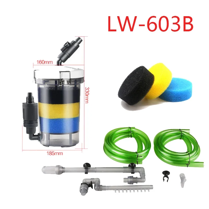sunsun Aquarium Filter Aqurium HW-603B LW-603B Accessories for Fish Tanks and Aquariums External Filter for the Aquarium Aquatic: 110-120V 60HZ / transparent 603B