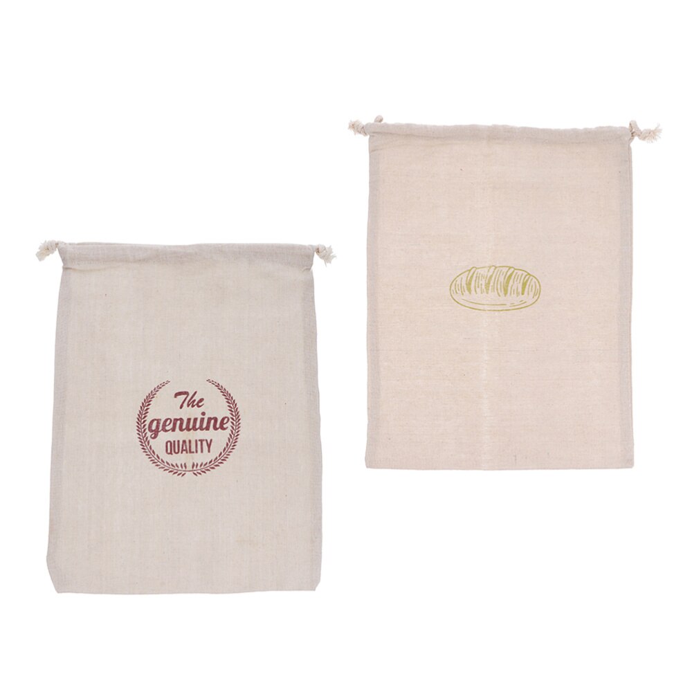 Pochettes à pain en lin réutilisables, sacs à pain non blanchis, sacs à pain à cordon, 2 pièces
