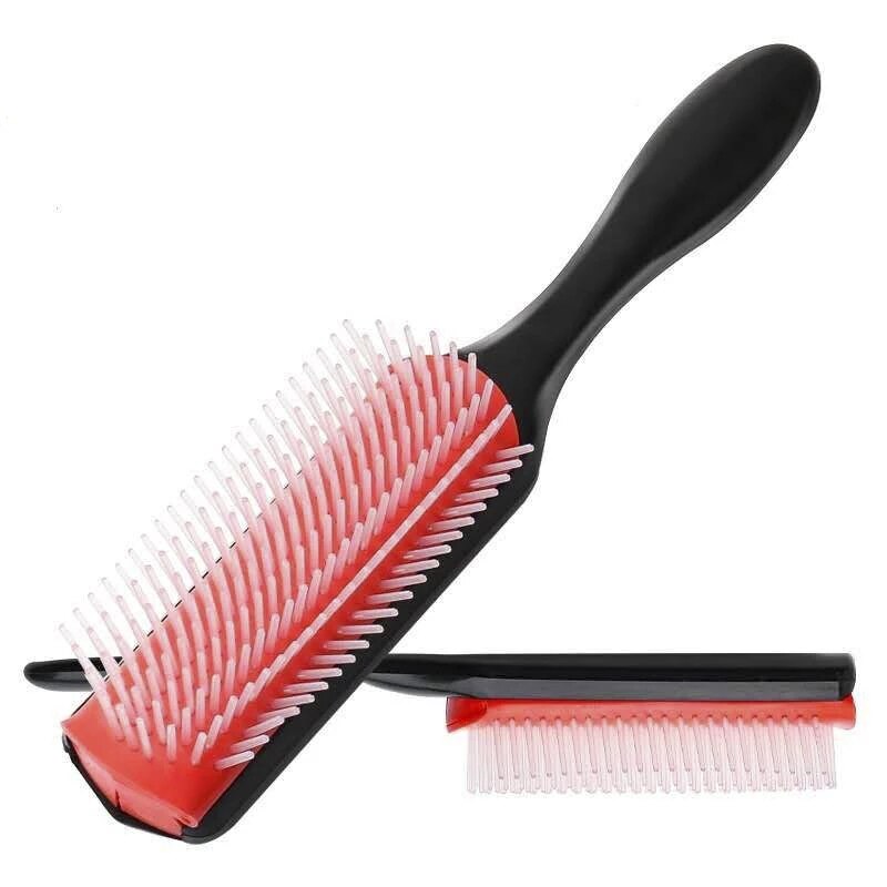 9-Rijen Detangling Hair Brush Denman Ontklitter Haarborstel Scalp Massager Rechte Krullend Nat Haar Kam