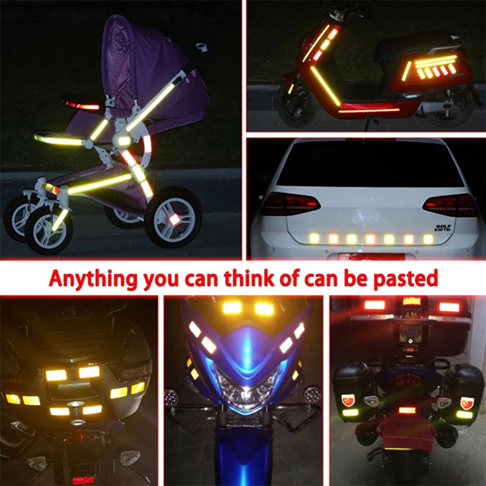 Pegatina duradera para decoración de coche, pegatina reflectante de advertencia de seguridad para bicicleta, cinta protectora, rollo de tira