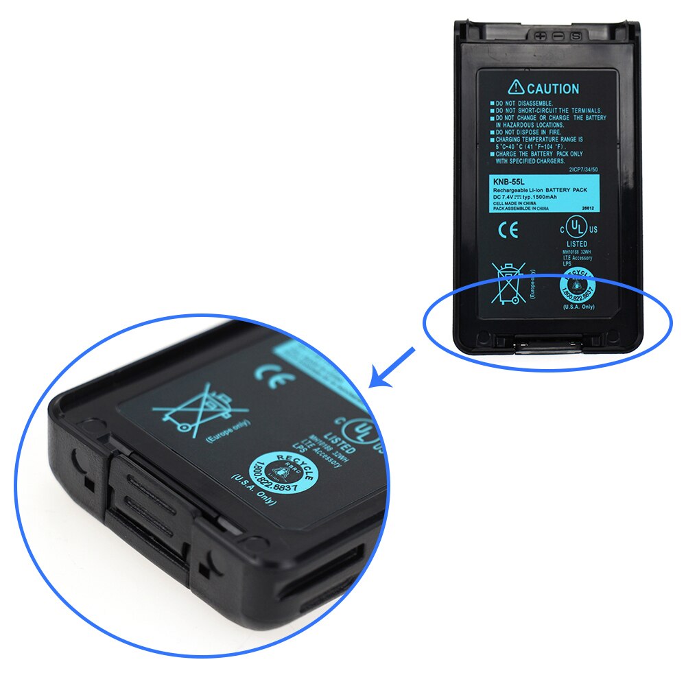 2x Pack - KNB-55L Batterie Ersatz (1500mAh, 7,4 V, Li-Ion) für Kenwood TK-3360 TK-3160 TK-2170 KNB-57L TK-3173 TK-3170 NX-320