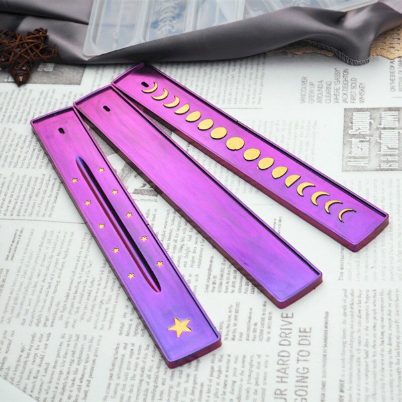 Diy harpiks epoxy krystal epoxy spejl silikone månefase stjerne røgelse line board plug silikone form røgelse æske