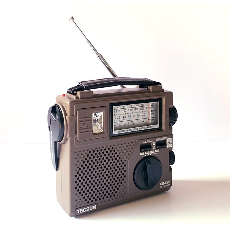 TECSUN GR-88 GR-88P Digital Radio Receiver Emergency Light Radio Dynamo Radio With Built-In Speaker Manual Hand Power