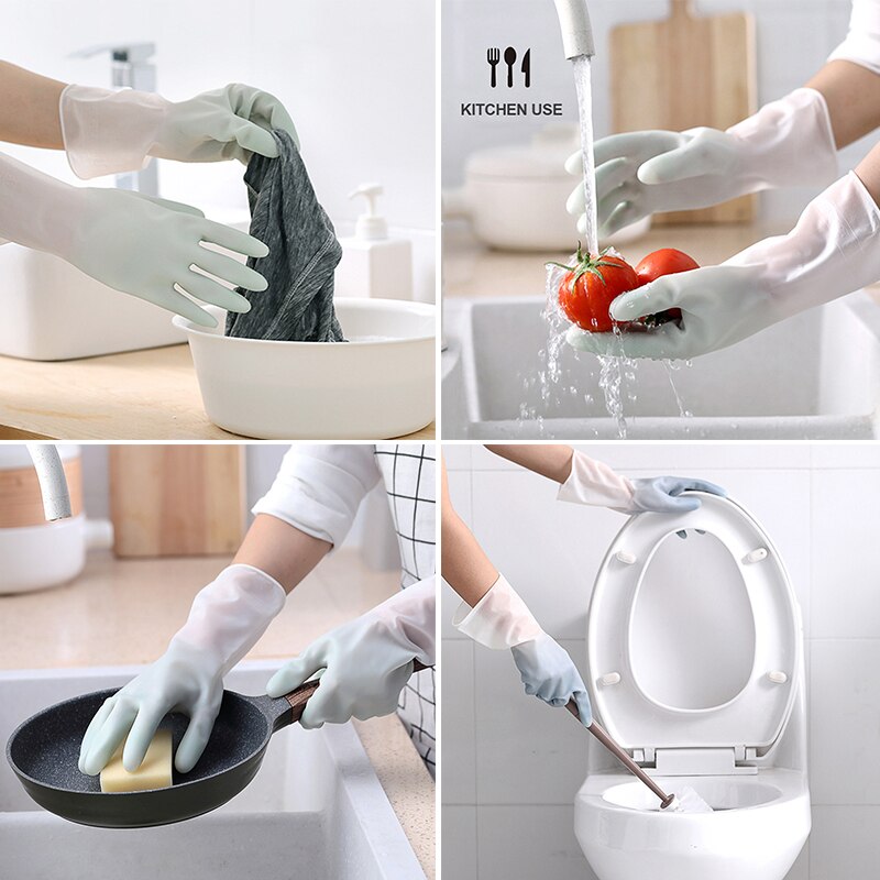 Gradient Color Dishwashing Gloves Thin Section Housework Clean And Durable Kitchen Laundry Waterproof Latex Gloves Cleaning Tool