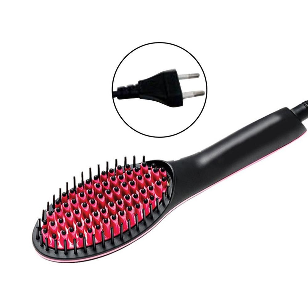 Ceramic Electric Hair Brush Straightening Irons LCD Display Fast Hair Straightener Comb Hairstlye EU AU US Plug: Default Title