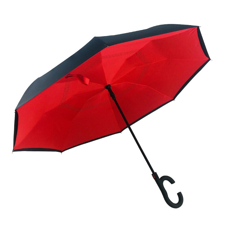 Paraguas para hombre y mujer, sombrilla con mango en C, a prueba de viento, Anti UV invertida, para sol y lluvia