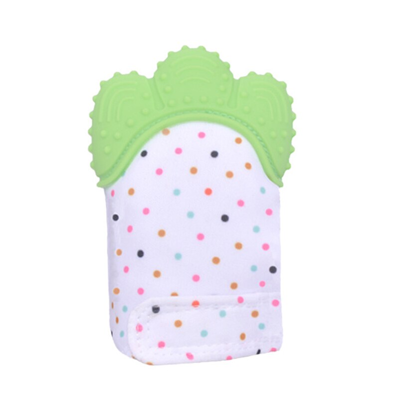 Baby Silicone Teether Gloves Animal Palm Bite Chew Training Toys Squeaky Grind Baby Teething Protect Anti-bite Gloves BPA Free: Green