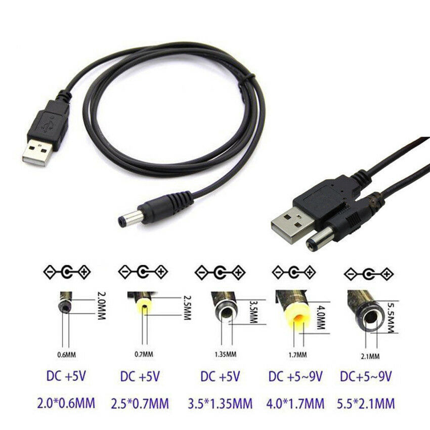 Câble d&#39;alimentation USB A mâle vers 2.1/2.5*0.7/4.0*1.7/3.5*1.35, 5.5mm, 5V DC