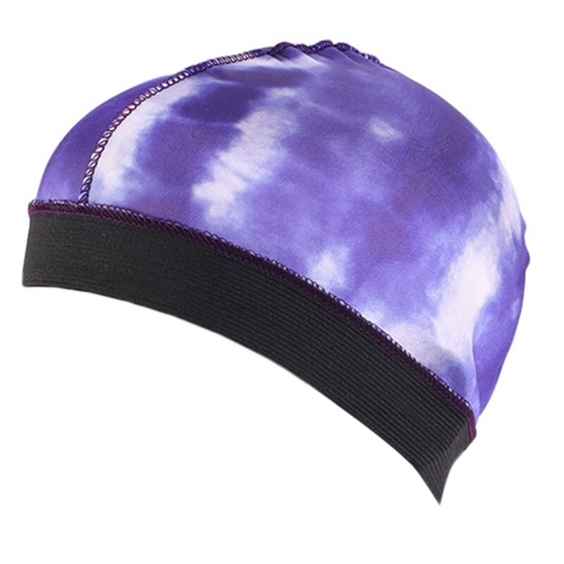 Kvinder mænd efterligning silke durag bølge kuppelhætte spiral farverige slipsfarve elastik bånd stretch hår dække hip hop kraniet hat