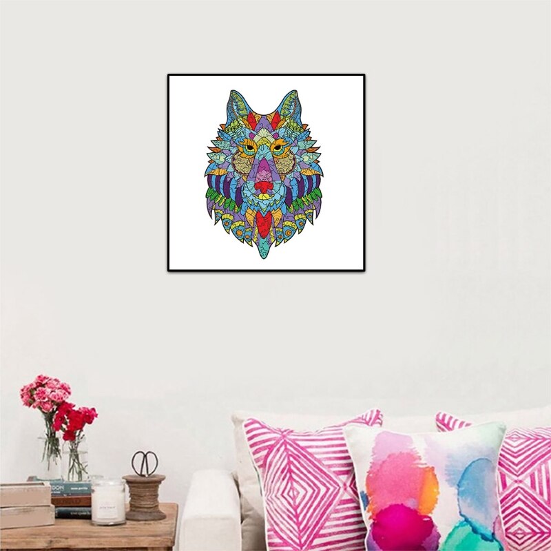 Wooden Puzzles for Adults Animal Shaped Puzzles Wolf 5.2x7.36in(A5-86Piece) Best for Adults&amp;Kids Wooden Jigsaw