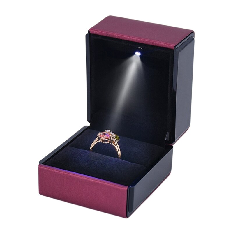 LED Lighted Earring Ring Box Wedding Engagement Ring Jewelry Display Holder