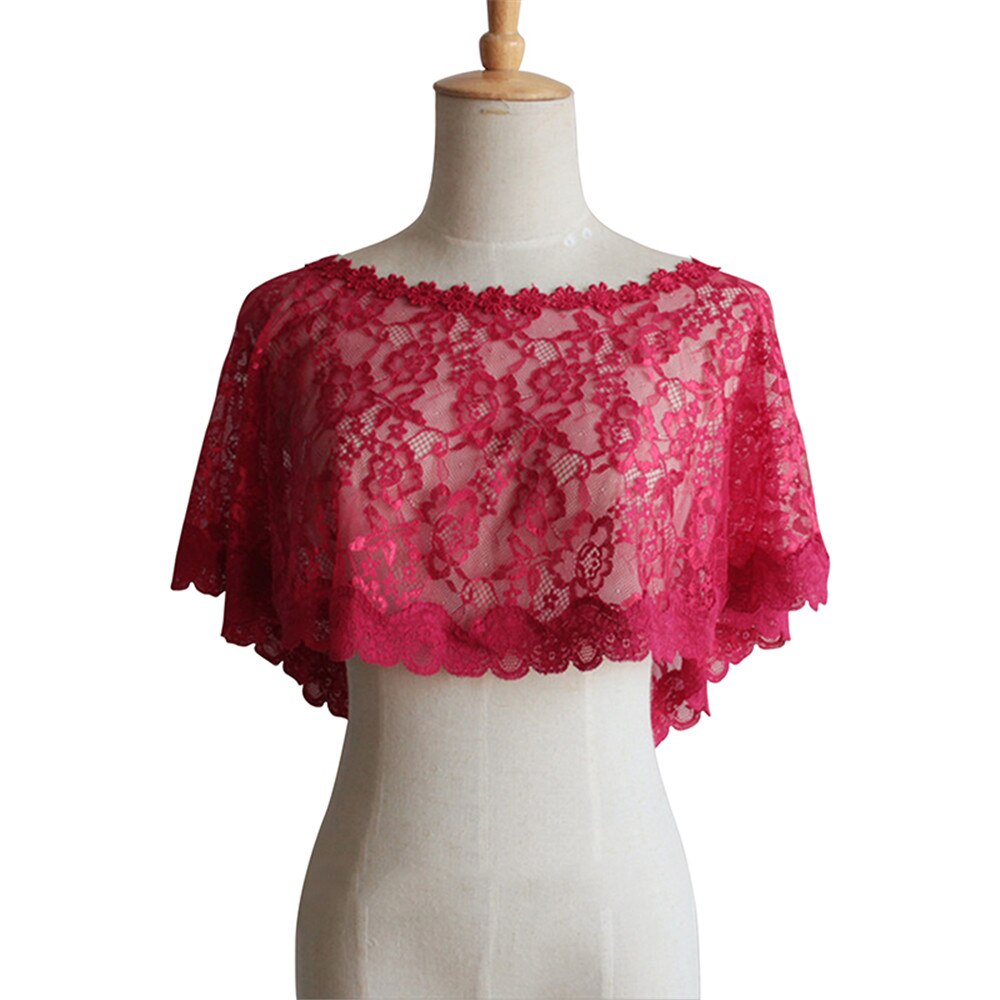 Veste châle en dentelle blanche pour femmes, boléro, étole noire, accessoires de Mariage,: burgundy