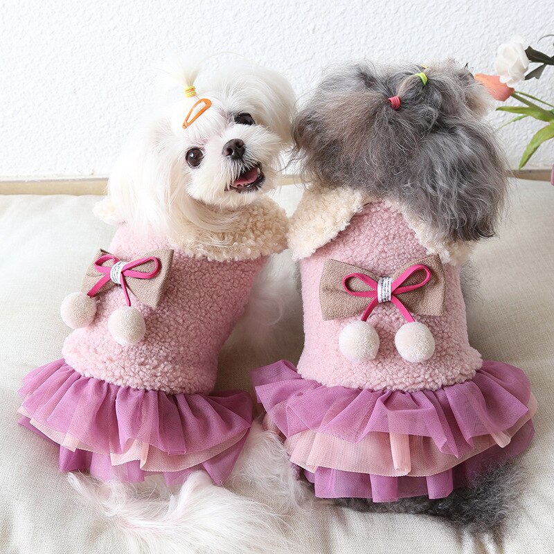 Falda de perro de lujo vellón de lujo, abrigo cálido de invierno para cachorro, ropa cómoda para el hogar, disfraz de de Festival para mascota pequeña para perro