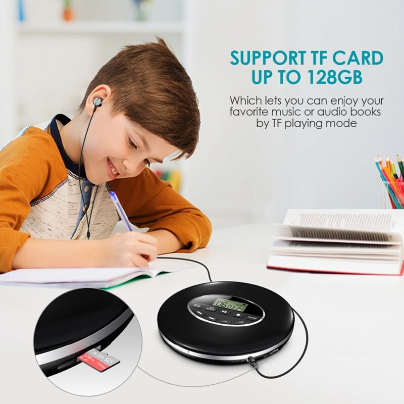 Tragbarer cd-player mit kopfhöreranschluss, hifi-musikwiedergabe, cd-walkman, discman-player für zuhause, reisen und auto