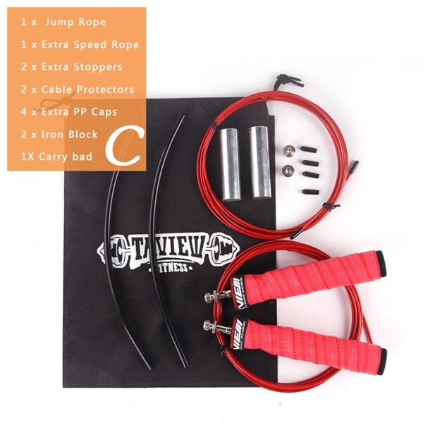 Cuerdas de salto pesadas Crossfit saltar velocidad cuerda con rodamientos de bolas de Cable de velocidad Extra Mango antideslizante para doble unders: Red C
