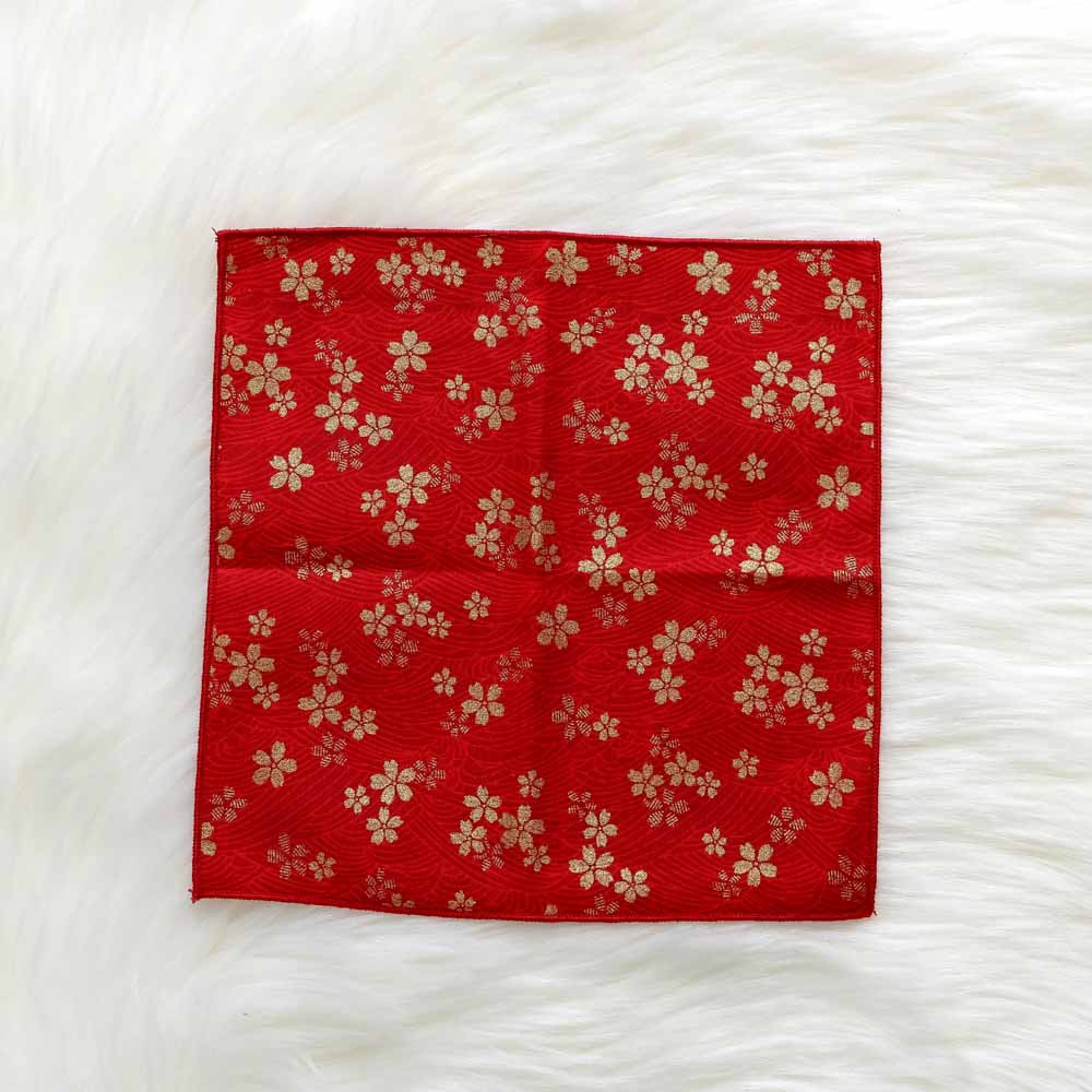 Serviette de poche Style japonais et vent en coton tissu fait à la main Satin bronzant vagues de papillon mouchoir de fleur de cerisier: 12