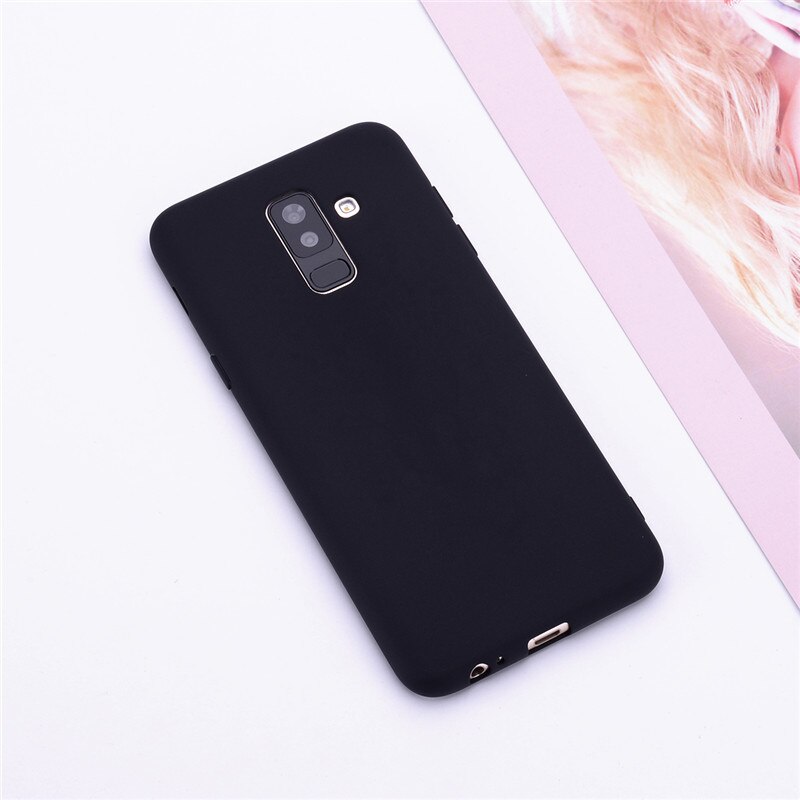 Silicone Case For Samsung Galaxy A6 case SM A600 A600F Candy Soft Case For Samsung A6 Plus cover A605 A605F funda: For A6 2018 / Black