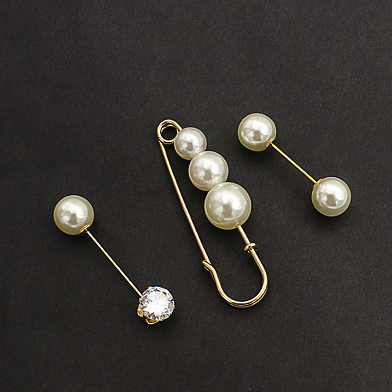 Charm Double Simulated Pearl Brooch Pins For Women Lapel Brooch Jewelry Dress Suit Crystal Flower Pin Brooches: 11