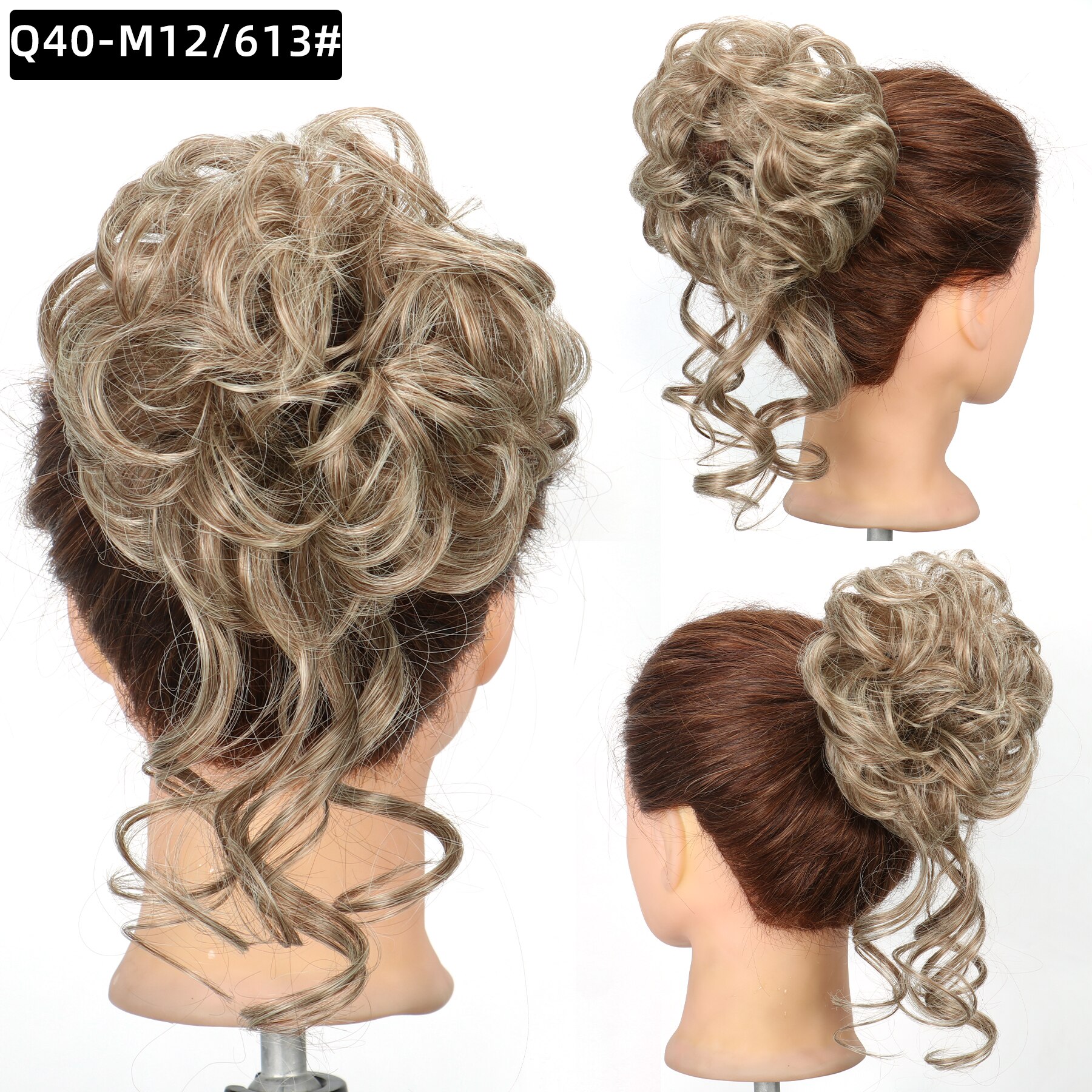 Synthetic Hair Bun Chignon Messy Curly Hair Band Elastic Scrunchy False Hair Pieces For Women Hairpins Black Brown: M12-613