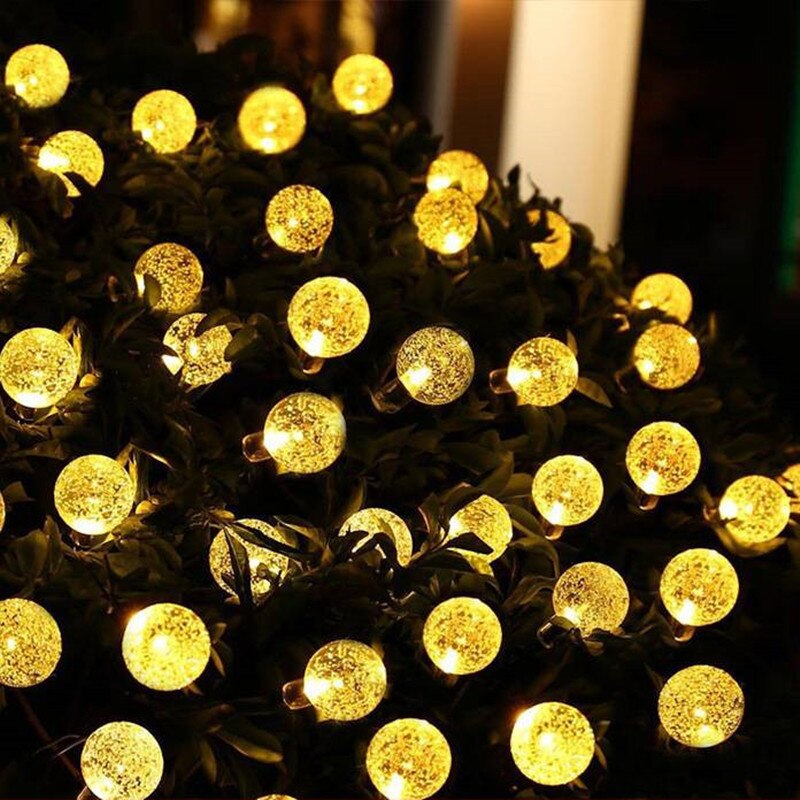 20/30/50 LED bola de cristal Solar bombilla cadena de luces guirnaldas al aire libre luces de hadas para boda jardín decoración navideña