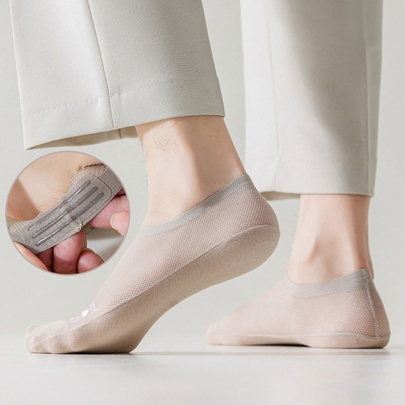 6 par/set calcetines náuticos calcetines invisibles de seda de hielo para hombres suela de algodón puro desodorante calcetines finos transpirables absorbentes