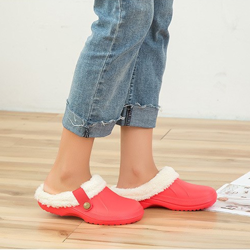 Casual Crocus Klompen Met Bont Winter Schoenen Voor Mannen Zachte Pluche Slippers Fleece Voering Thuis Vloer Warm Slipper Bont schoenen