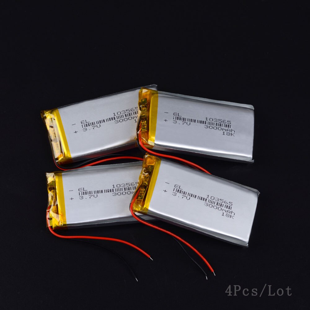 103565 3.7v 3000mAh li-ion Lipo cells Lithium Li-Po Polymer Rechargeable Battery interphone Mobile devices Bluetooth speaker: 4PCS