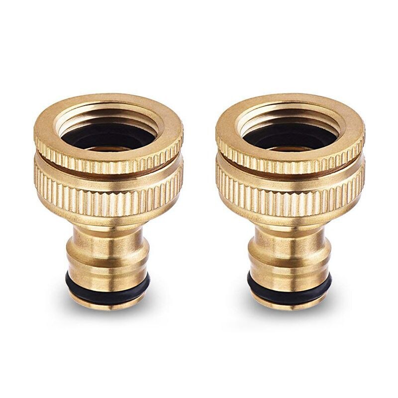 2 paquetes de manguera de jardín de latón/conector de grifo Hosepipe 1/2 pulgadas y 3/4 pulgadas adaptador de grifo de rosca hembra 2 en 1