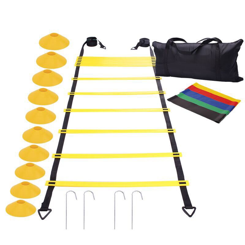 Fotarbete fitness set fotboll fotboll snabbhet smidighet träning stege markör skiva motstånd fallskärm rep hoppa utrustning kit