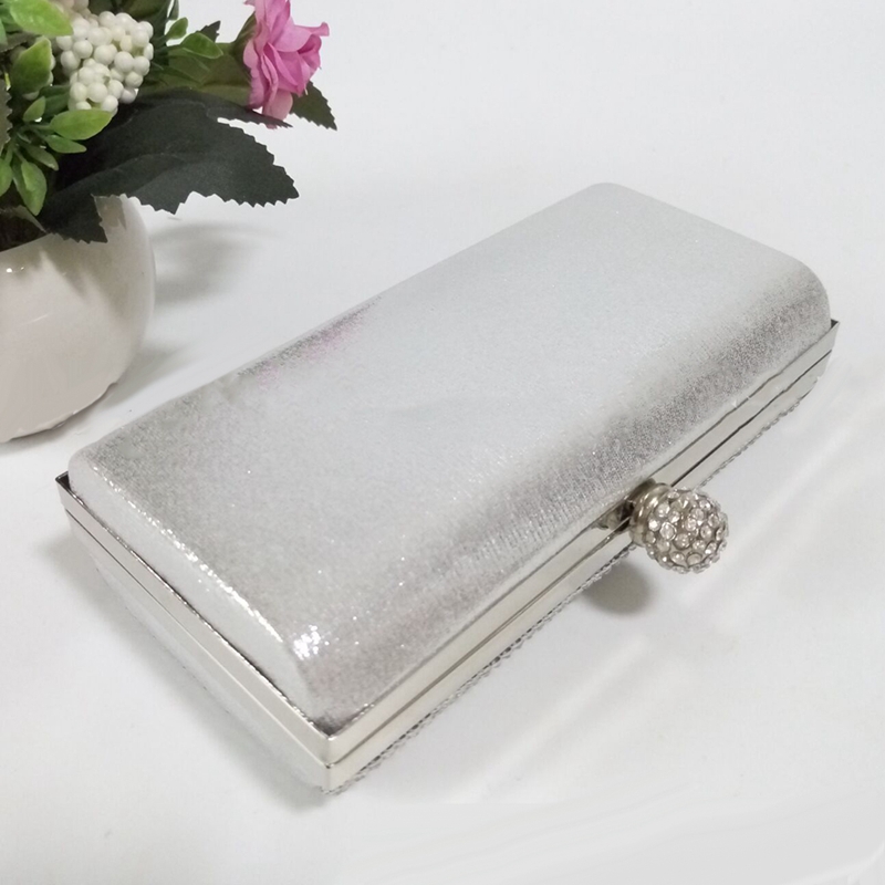 Silver Diamante Diamond Crystal Evening bag Clutch Purse Party Prom Wedding