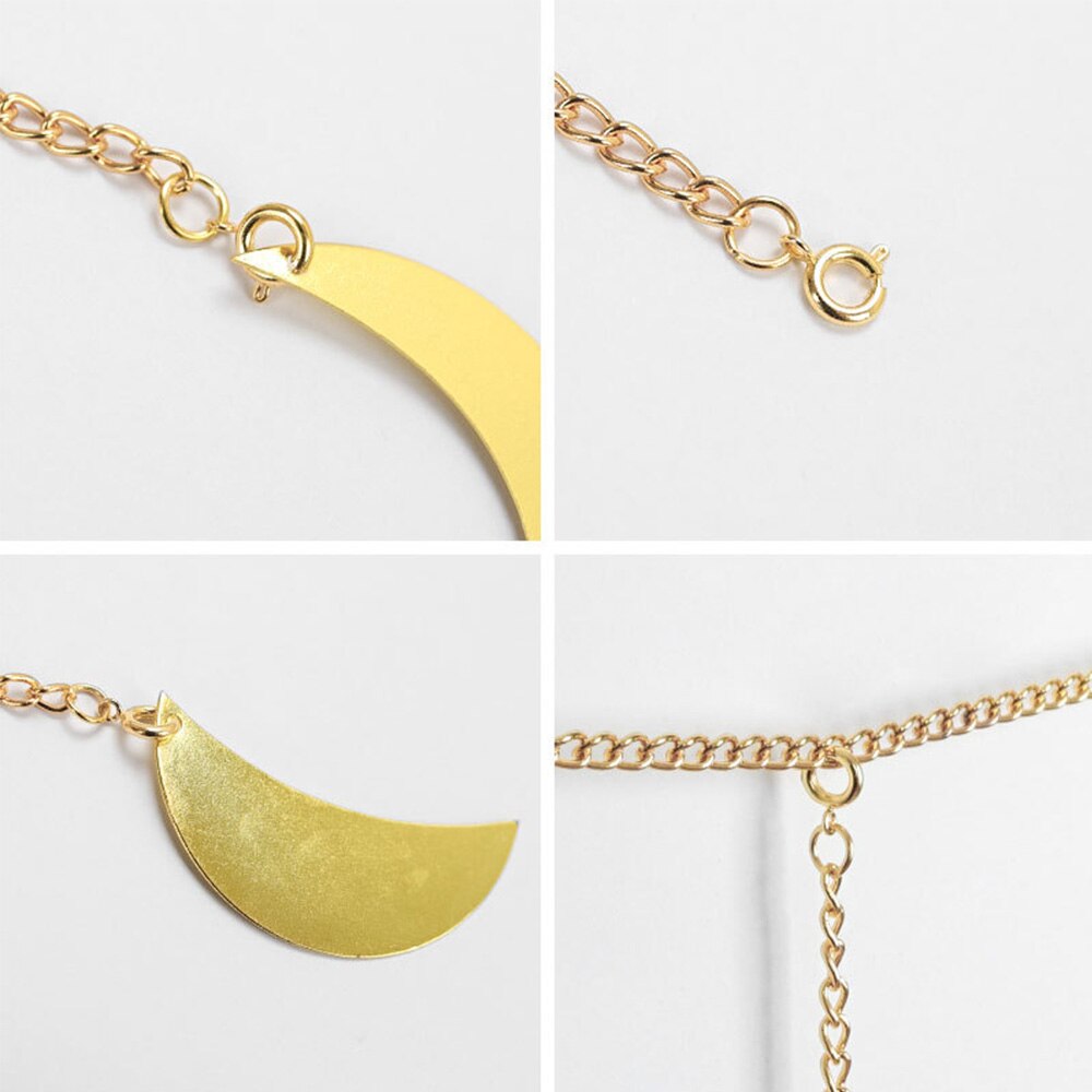 Metal Moon Sun Phase Display Decoration Golden Moon Hanging Ornament Chains For Bedroom Living Room Background Wall Decro