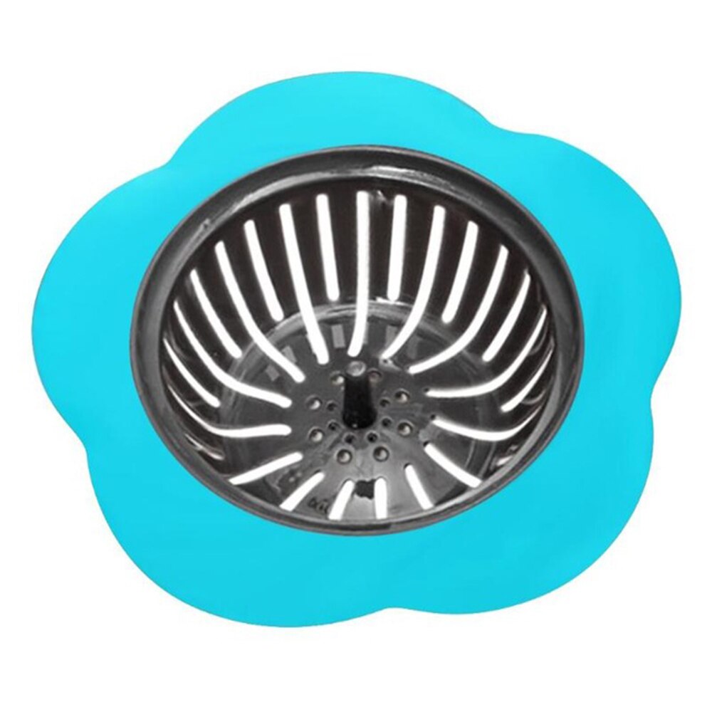 Siliconen TPR Gootsteenzeefje Badkamer Douche Drain Sink Cover Spoelbak Riool Zeef Zeef Haar Filter Zeef: Blauw