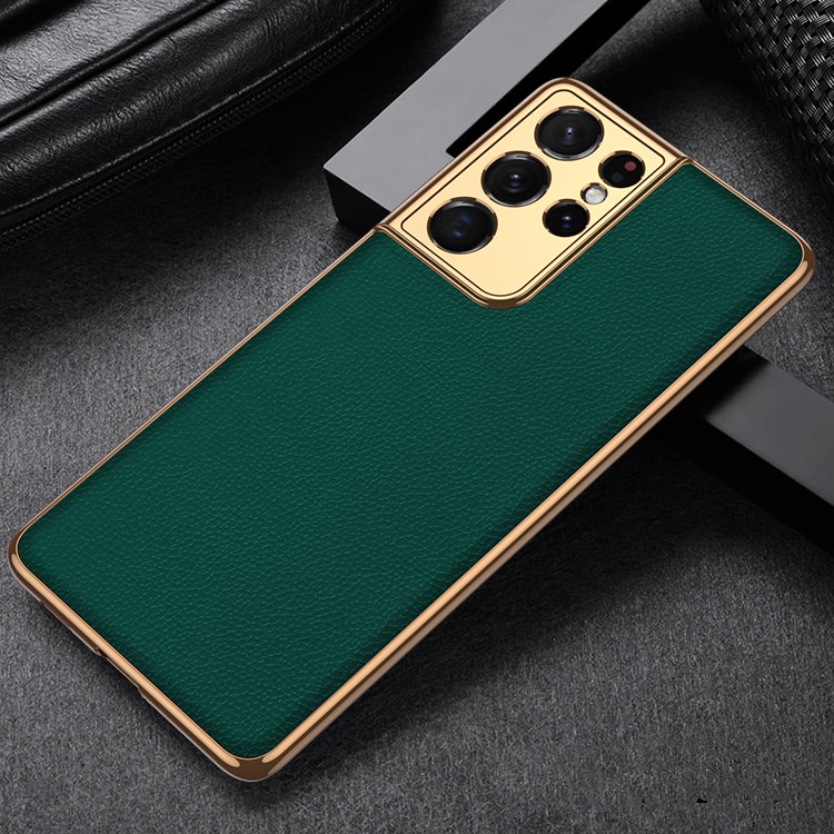 Luxury Plating Leather Texture Case for Samsung Galaxy S21 Ultra S21 Plus 5G Cover Hard Protective Phone Case Anti-Konck Coques: For S21 5G / 6