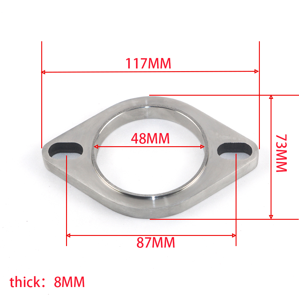 Automotive exhaust muffler 304 stainless steel welded flange two-hole sealing gasket 45/51/57/60/63/70/76mm: Dark Grey