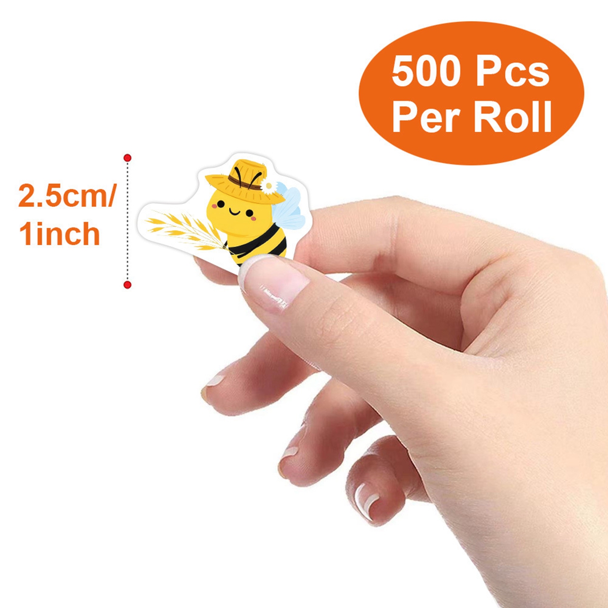 500 stuks/rol bijenstickers leraar beloningsstickers schattige dierenstickers schoolbenodigdheden toenemen rolsticker