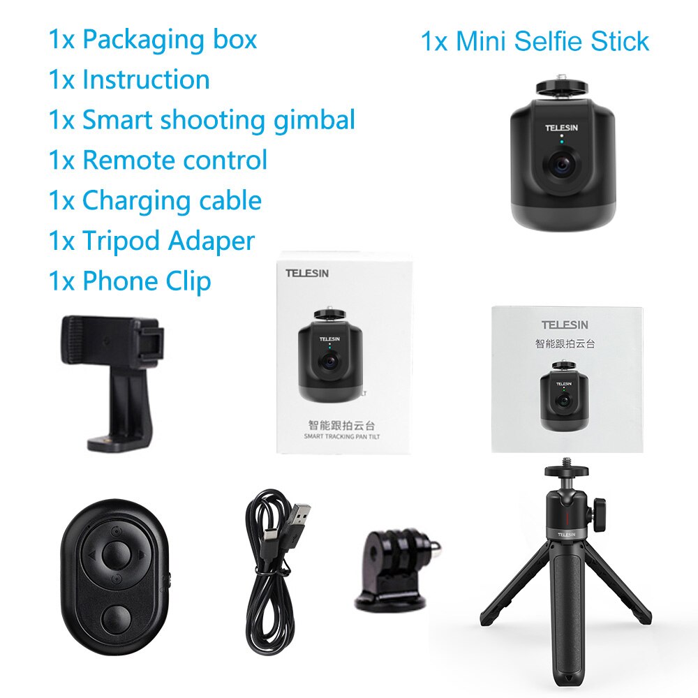 TELESIN Smart Shooting Gimbal Selfie 360 Rotation Auto Face Object Tracking For GoPro Osmo Action Smartphone Camera Vlog Live