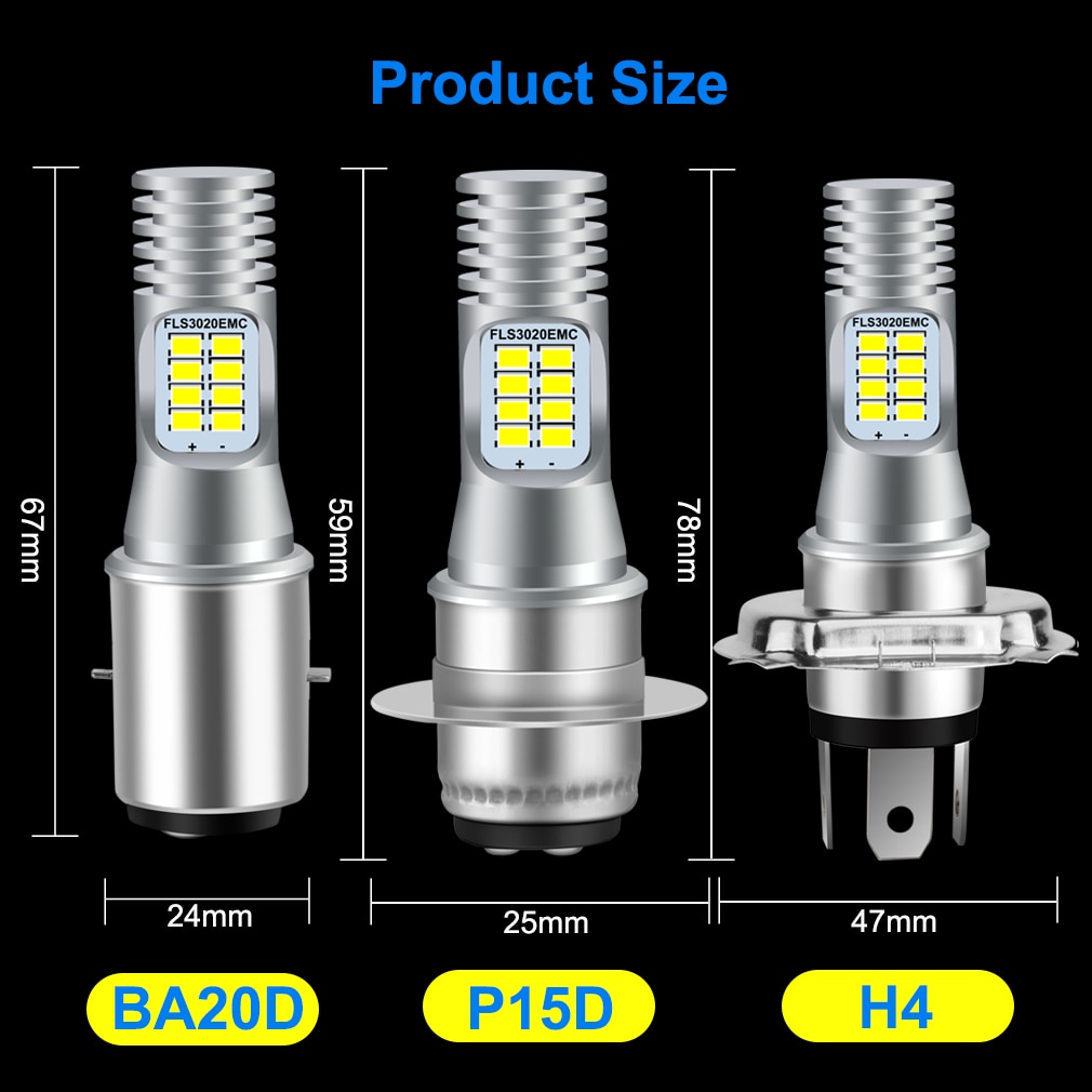 H4 H6 P15D BA20D LED Motorrad Scheinwerfer Birne Canbus 12V 24V Nebel Licht 12 SMD 10000LM Hallo Lo lampe Rolle Zubehör Moto DRL