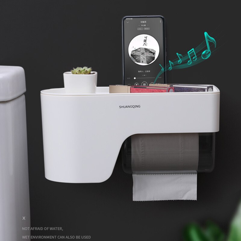 GESEW Wall-mounted Tissue Box Portable Toilet Paper Holder No Trace Bathroom Organizer Roll Paper Dispenser Bathroom Accessories