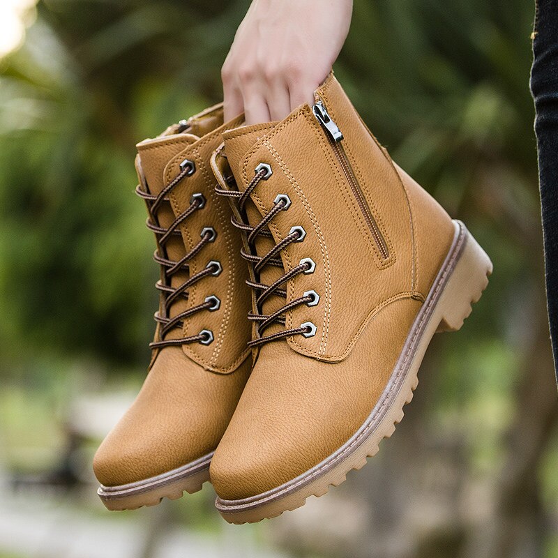 Audorci oben Winter Lässig Stiefeletten Jahrgang Stil Männlichen Motorrad Schuhe Größe 39-46: Gelb / 39