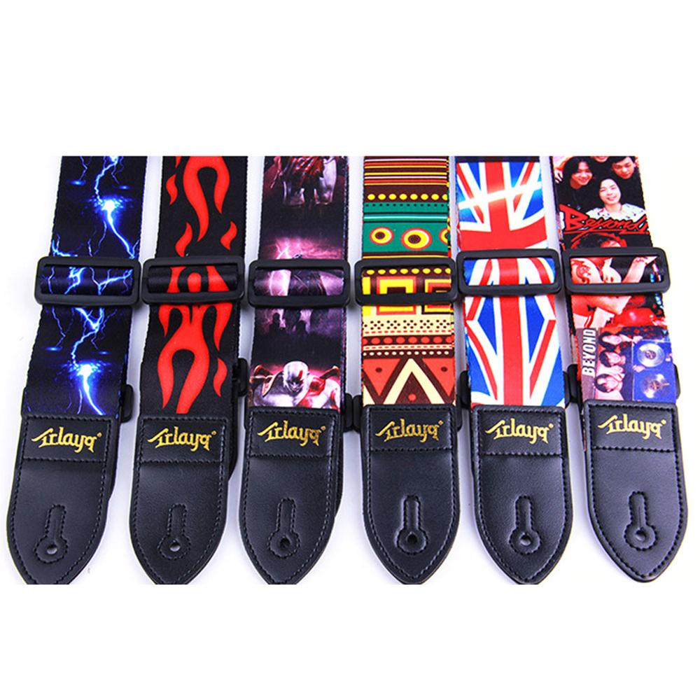 Sangle de guitare en Nylon pour guitare électrique acoustique et basse ceinture de guitare multicolore réglable sangles en Nylon d'impression colorée