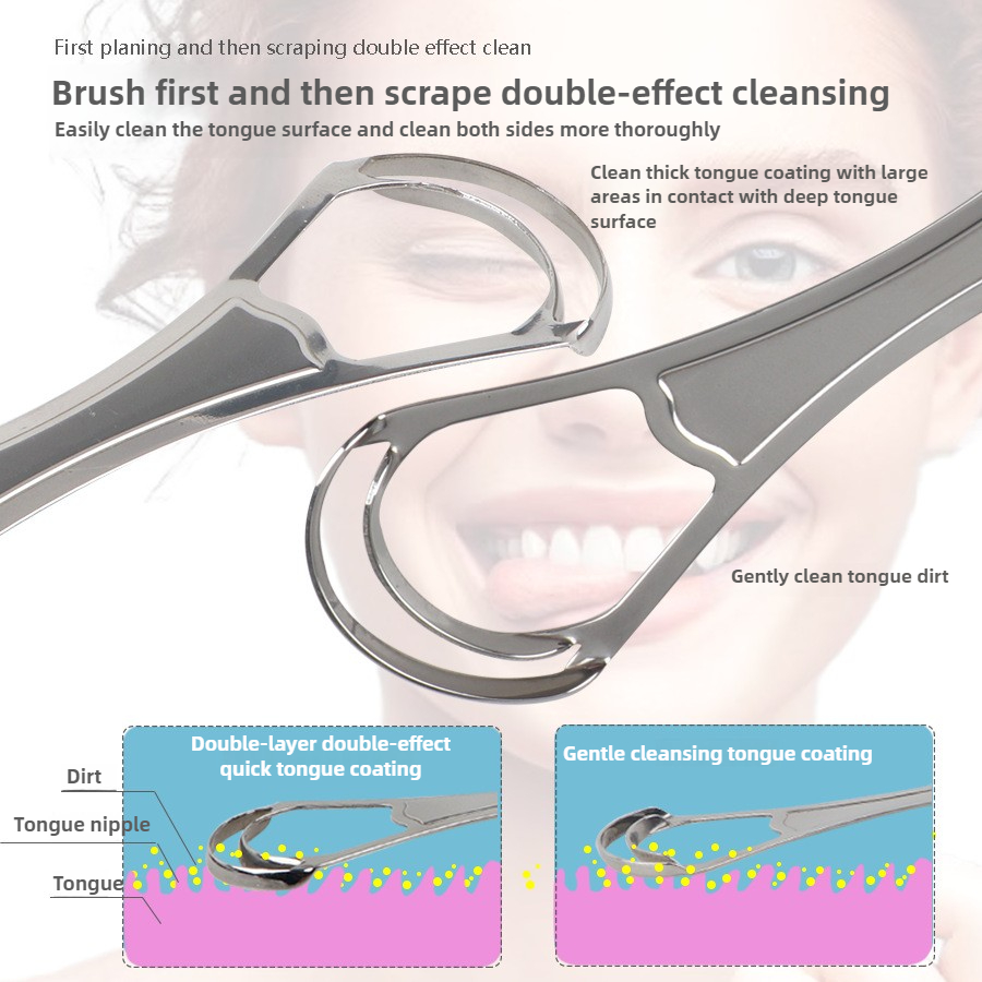 1/2 st återanvändbara tungskrapor i rostfritt stål, användbara för tungrengöring, fräsch andedräkt, rengöring av belagda tungor, munhygienvårdsverktyg