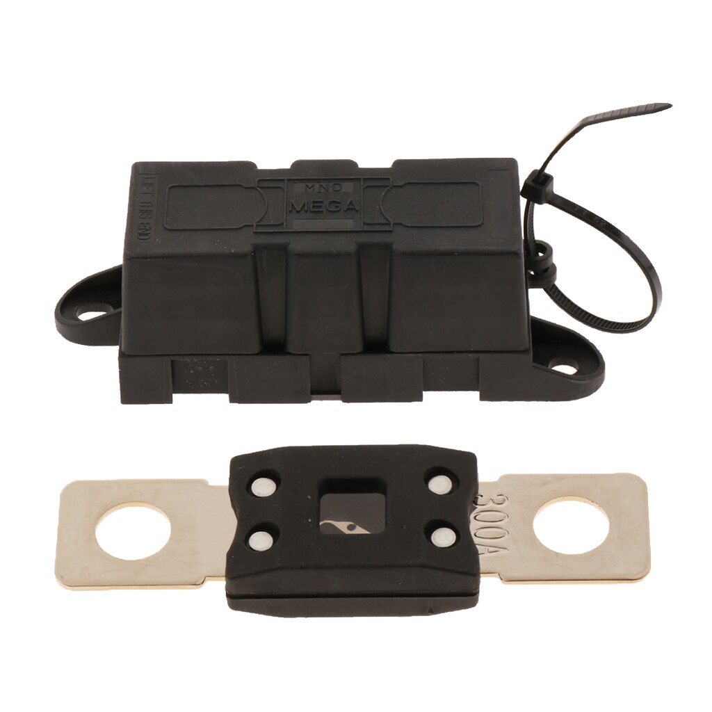 Automotive Single Terminal Fuse Holder+ Mega Bolt-Down Fuse for Forklift, Van, Marine, Truck, Boat, RV, Motorhome (300A)
